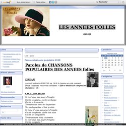 Paroles chansons populaire 1920 - Les années folles