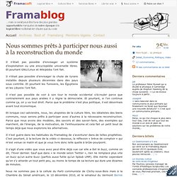 Nous sommes prêts à participer nous aussi à la reconstruction du monde