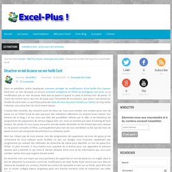 Mot de passe : les désactiver dans une feuille Excel