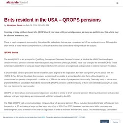 UK Pension US Resident - Brits resident in USA - QROPS Pensions