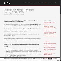 Mobile and Performance Support: Learning & Skills 2013