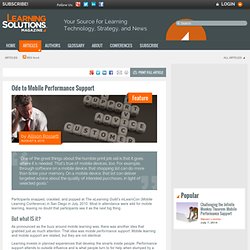 Ode to Mobile Performance Support by Allison Rossett