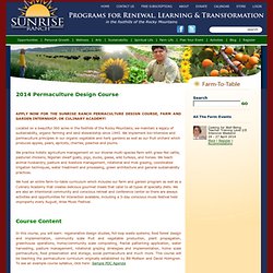 Internationally Recognized 72 Hour Permaculture Design Certification Course
