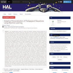 Adaptive Personalization of Pedagogical Sequences using Machine Learning