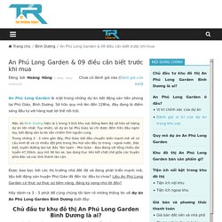 An Phú Long Garden & 09 điều cần biết trước khi mua