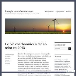 Le pic charbonnier a été atteint en 2013