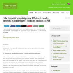 L’état des politiques publiques de RSE dans le monde : panorama et tendances de l'incitation publique à la RSE - institut RSE