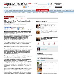 The Lion's Den: Pouring cold water on WikiLeaks