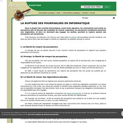 LA RUPTURE DES POURPARLERS EN INFORMATIQUE