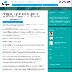 Pourquoi l’animal n’est pas le modèle biologique de l’homme
