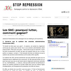 Les SAC: pourquoi lutter, comment gagner?