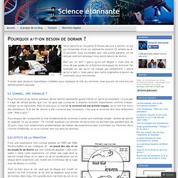 Pourquoi a-t-on besoin de dormir ?