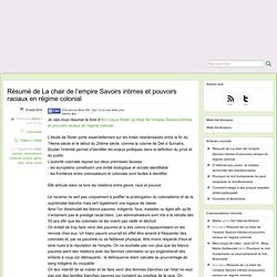 Résumé de La chair de l'empire Savoirs intimes et pouvoirs raciaux en régime colonial