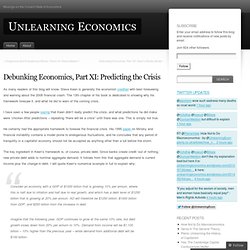 Part XI: Predicting the Crisis