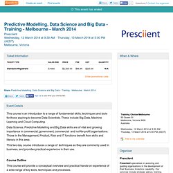 Predictive Modelling, Data Science and Big Data -... Tickets, Melbourne
