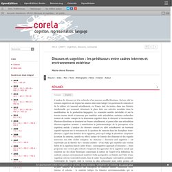 Discours et cognition : les prédiscours entre cadres internes et environnement extérieur