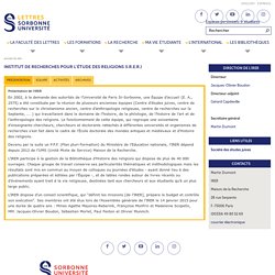 IRER - INSTITUT DE RECHERCHES POUR L’ÉTUDE DES RELIGIONS