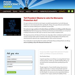 Congress passes Monsanto Protection Act, All hands on deck!