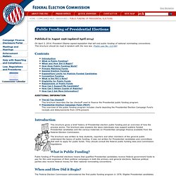 Public Funding of Presidential Elections Brochure