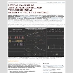 Lexical Analysis of 2008 US Presidential and Vice-Presidiential Debates - Who's the Windbag?