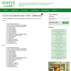 Fiche de prévention - Adhys - Recherche et Enseignement Supérieur