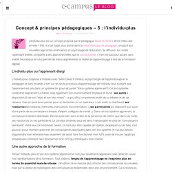 Concept & principes pédagogiques – 5 : l’individu-plus