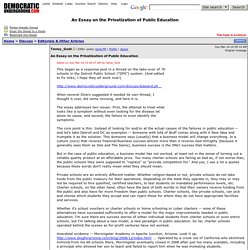 An Essay on the Privatization of Public Education - Democratic Underground