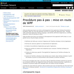 Procédure pas à pas : mise en route de WPF