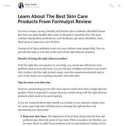 Learn About The Best Skin Care Products From Formulyst Review