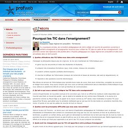 Pourquoi les TIC dans l'enseignement?