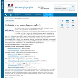 Projets de programme du nouveau lycée - Histoire-géographie - Éduscol