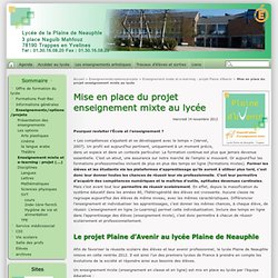 Mise en place du projet enseignement mixte au lycée - Lycée de la Plaine de Neauphle