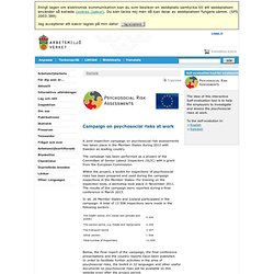 Campagne sur les risques psychosociaux au travail en 2012 - Arbetsmiljöverket