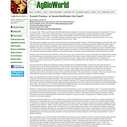 Pusztai's Potatoes - Is 'Genetic Modification' the Culprit?