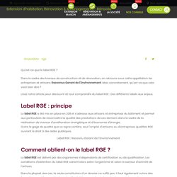 Qu'est-ce que le label RGE ?