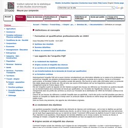 Travail-Emploi - Données détaillées de l'enquête sur la formation et la qualification professionnelle en 2003 - Définitions et concepts