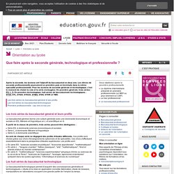 Que faire après la seconde ?
