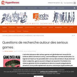 Questions de recherche autour des serious games