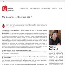 Qui a peur de la littérature ado ?
