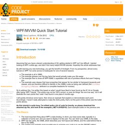 WPF/MVVM Quick Start Tutorial