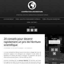 Qu’est-ce que l’écriture scientifique ? Comment écrire un article ?