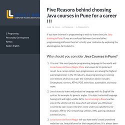 Five Reasons behind choosing Java courses in Pune for a career !!!
