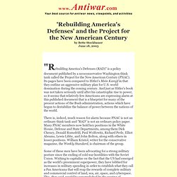 'Rebuilding America's Defenses' and the Project for the New Amer