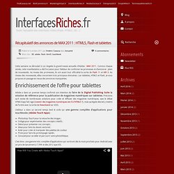 Récapitulatif des annonces de MAX 2011 : HTML5, Flash et tablettes