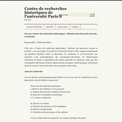 Centre de recherches historiques : Histoire des Pouvoirs, Savoirs et Sociétés (Paris 8)