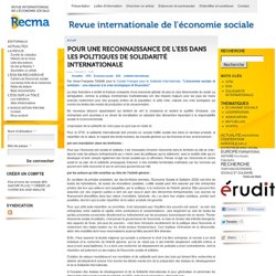 Pour une reconnaissance de l’ESS dans les politiques de solidarité internationale