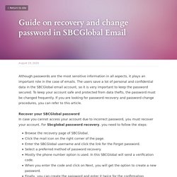 Guide on recovery and change password in SBCGlobal Email 