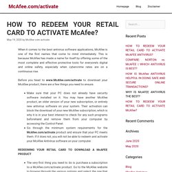 HOW TO REDEEM YOUR RETAIL CARD TO ACTIVATE McAfee?