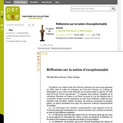 Réflexions sur la notion d'exceptionnalité