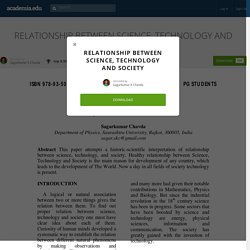 RELATIONSHIP BETWEEN SCIENCE, TECHNOLOGY AND SOCIETY